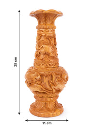 Exclusive Flower Vase intricately hand crafted of Kadam wood - 10 inches height - The Heritage Artifacts