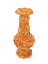 Exclusive Flower Vase intricately hand crafted of Kadam wood - 10 inches height - The Heritage Artifacts