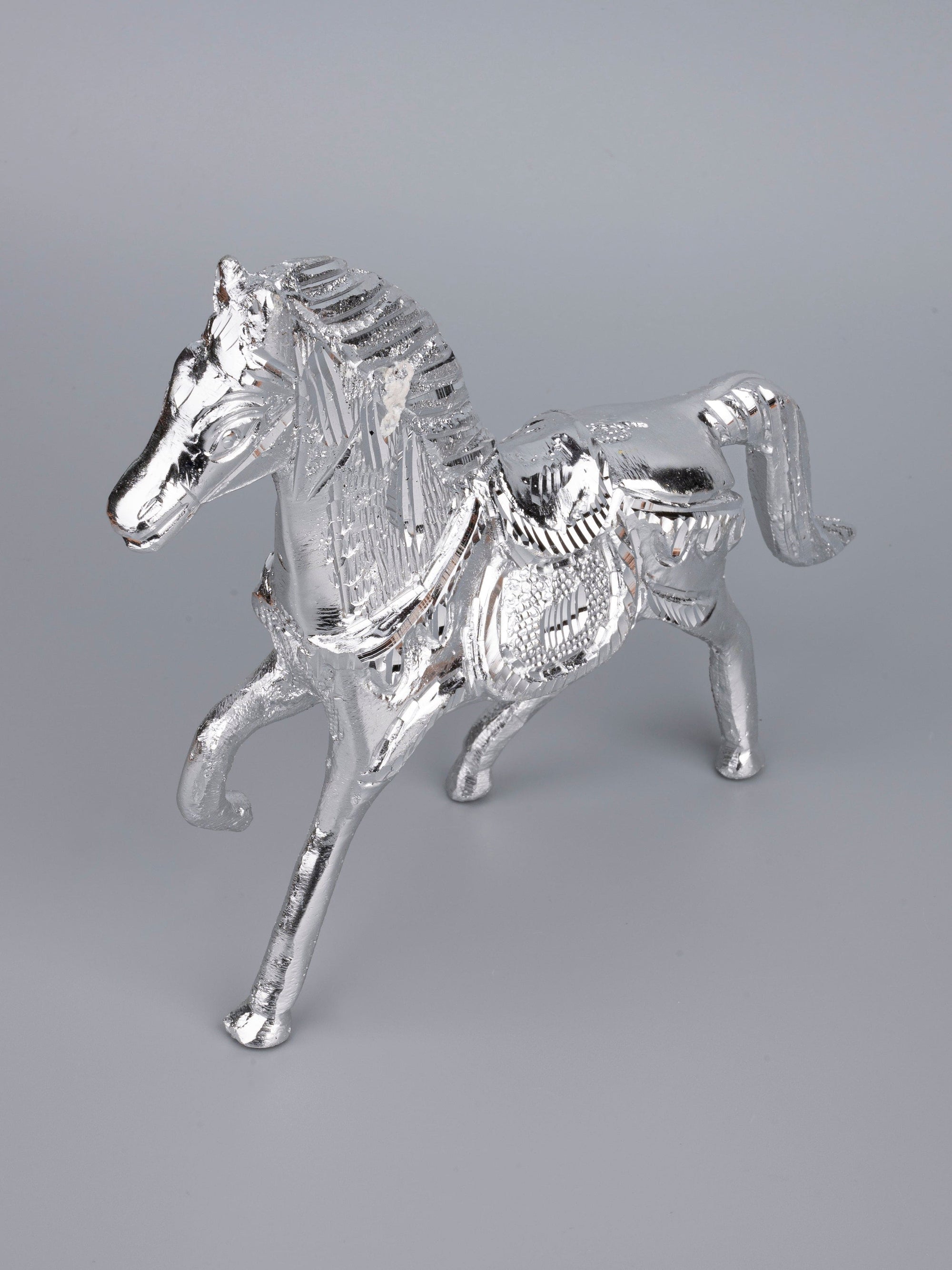Zinc Metal Handcrafted Running Horse Decorative Showpiece - 7 inches height - The Heritage Artifacts