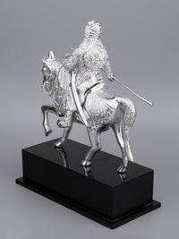 Zinc Metal Handcrafted King Maharana Pratap Figurine Riding on a Horse - 12 inches height - The Heritage Artifacts