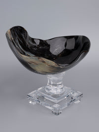 Natural Buffalo Horn Bowl on Acrylic Stand, Decorative Showpiece - The Heritage Artifacts