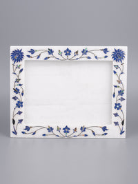 White marble photo / picture frame with inlay work - Landscape view - The Heritage Artifacts