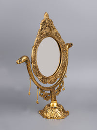 Royal Swinging Table Mirror in Antique Gold finish - 16 inches height - The Heritage Artifacts