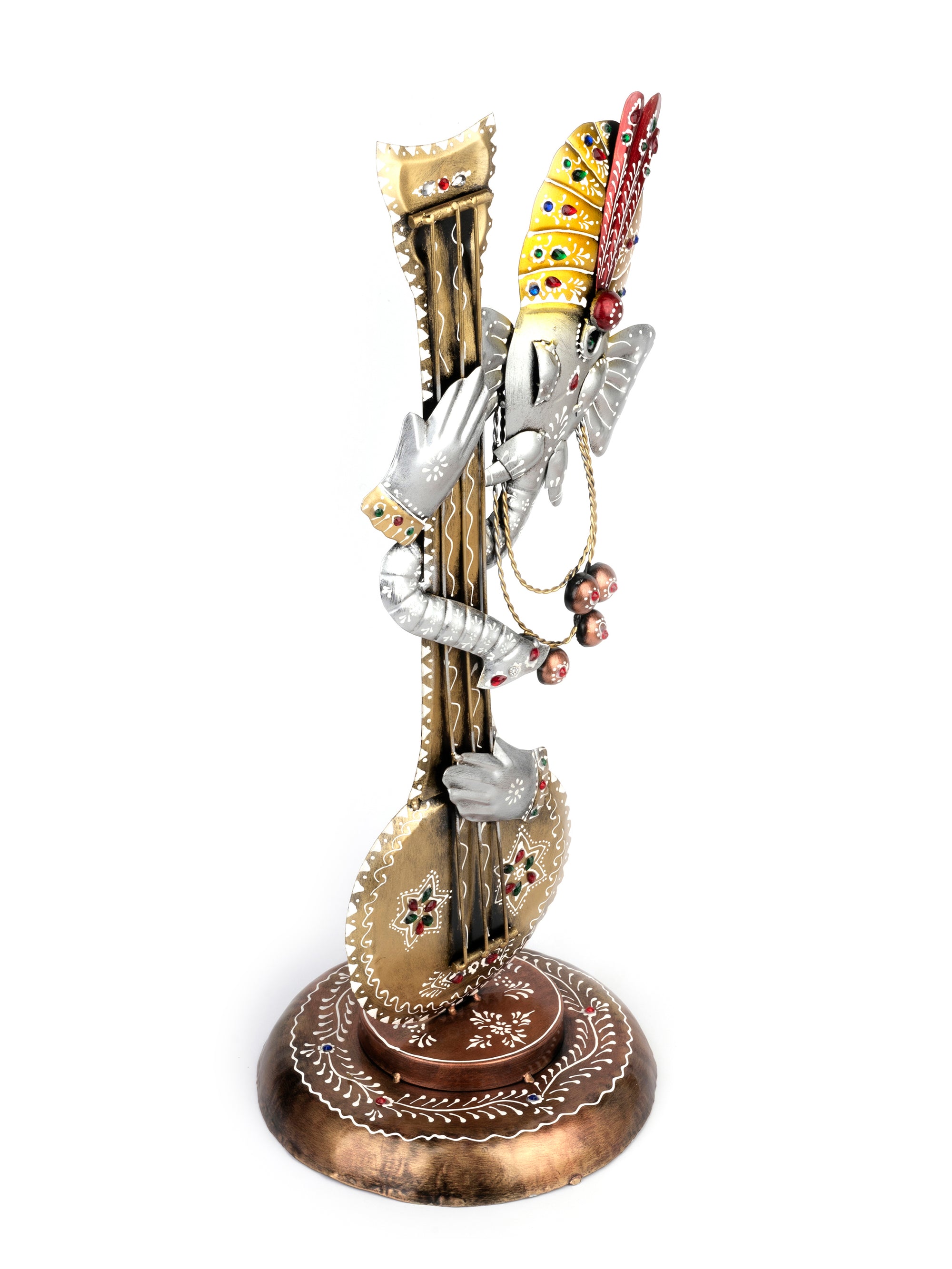 Handcrafted Metal Ganesh With Sitar Decorative Showpiece - 18 inches height - The Heritage Artifacts