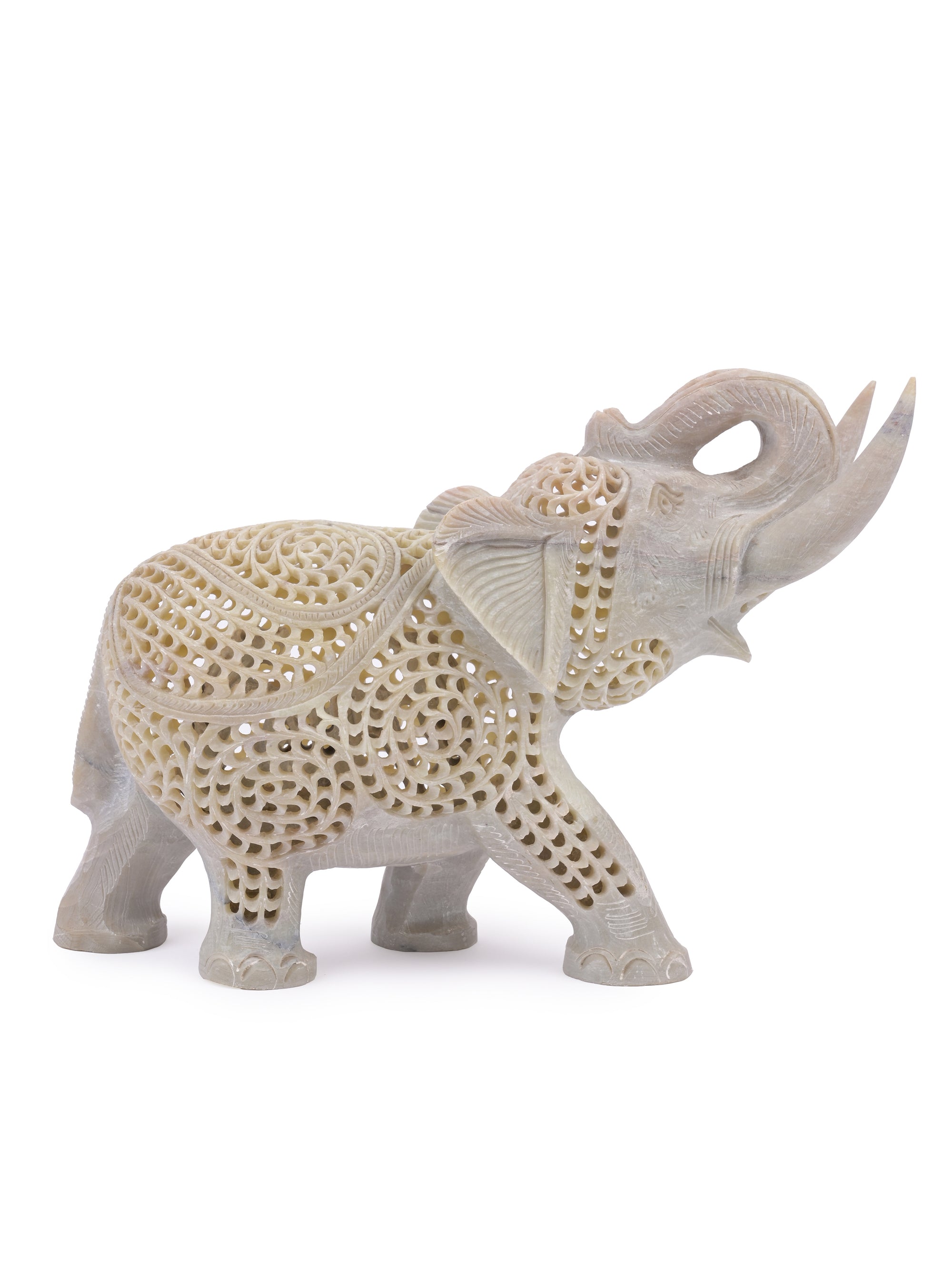 Mighty Elephant hand crafted in stone with Jali design - The Heritage Artifacts