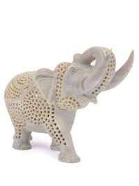 Mighty Elephant hand crafted in stone with Jali design - The Heritage Artifacts