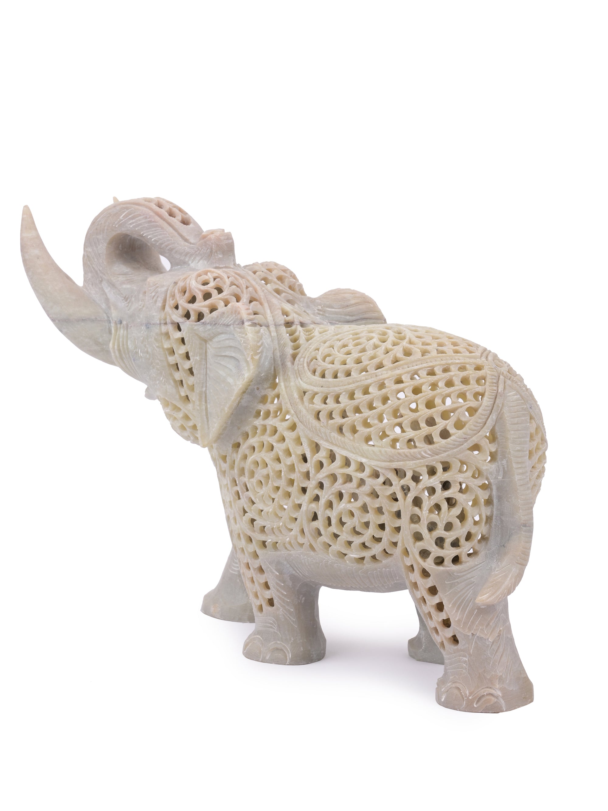 Mighty Elephant hand crafted in stone with Jali design - The Heritage Artifacts