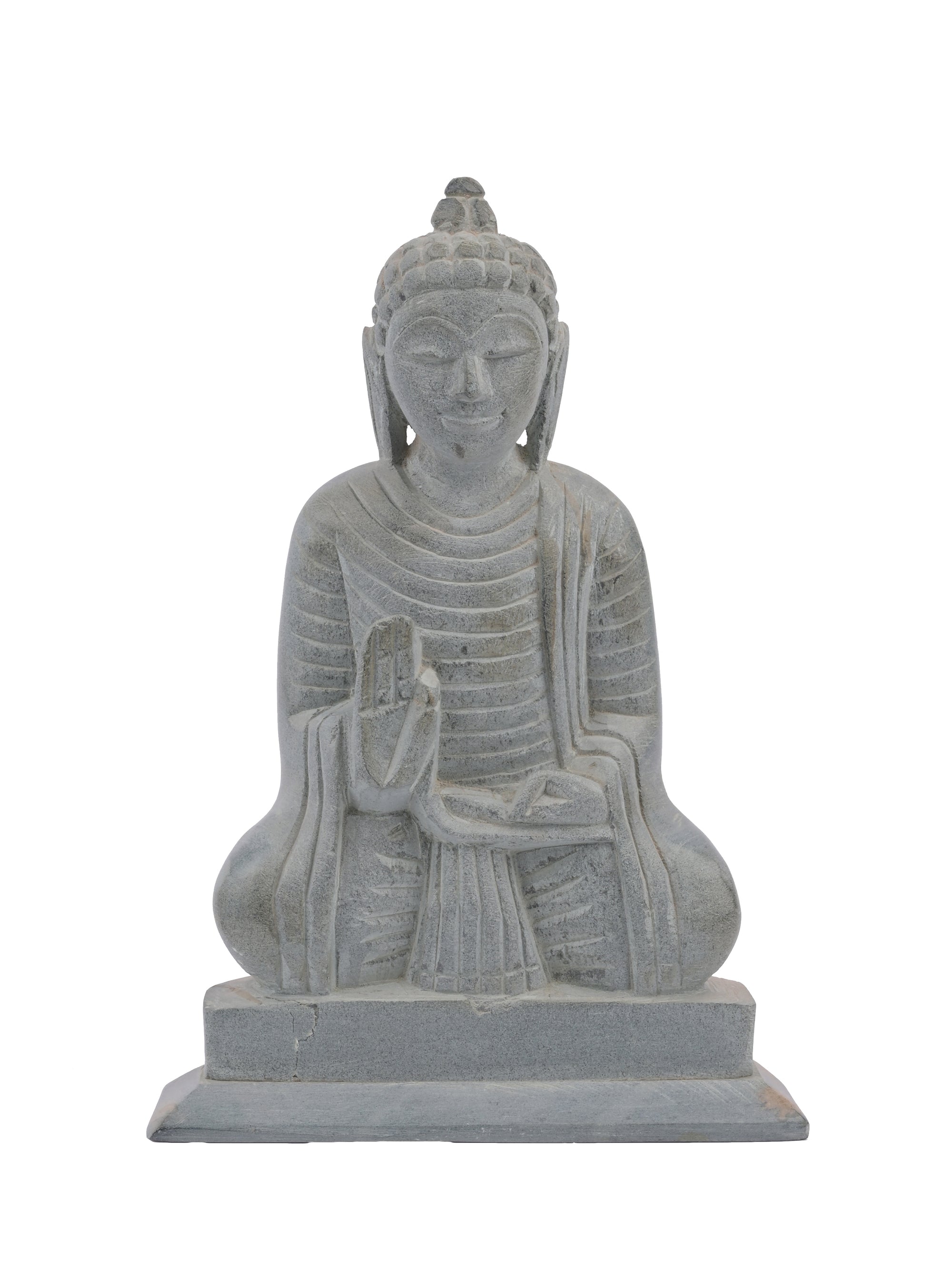 8 inches Sitting Buddha figurine hand crafted from Paleva stone - The Heritage Artifacts
