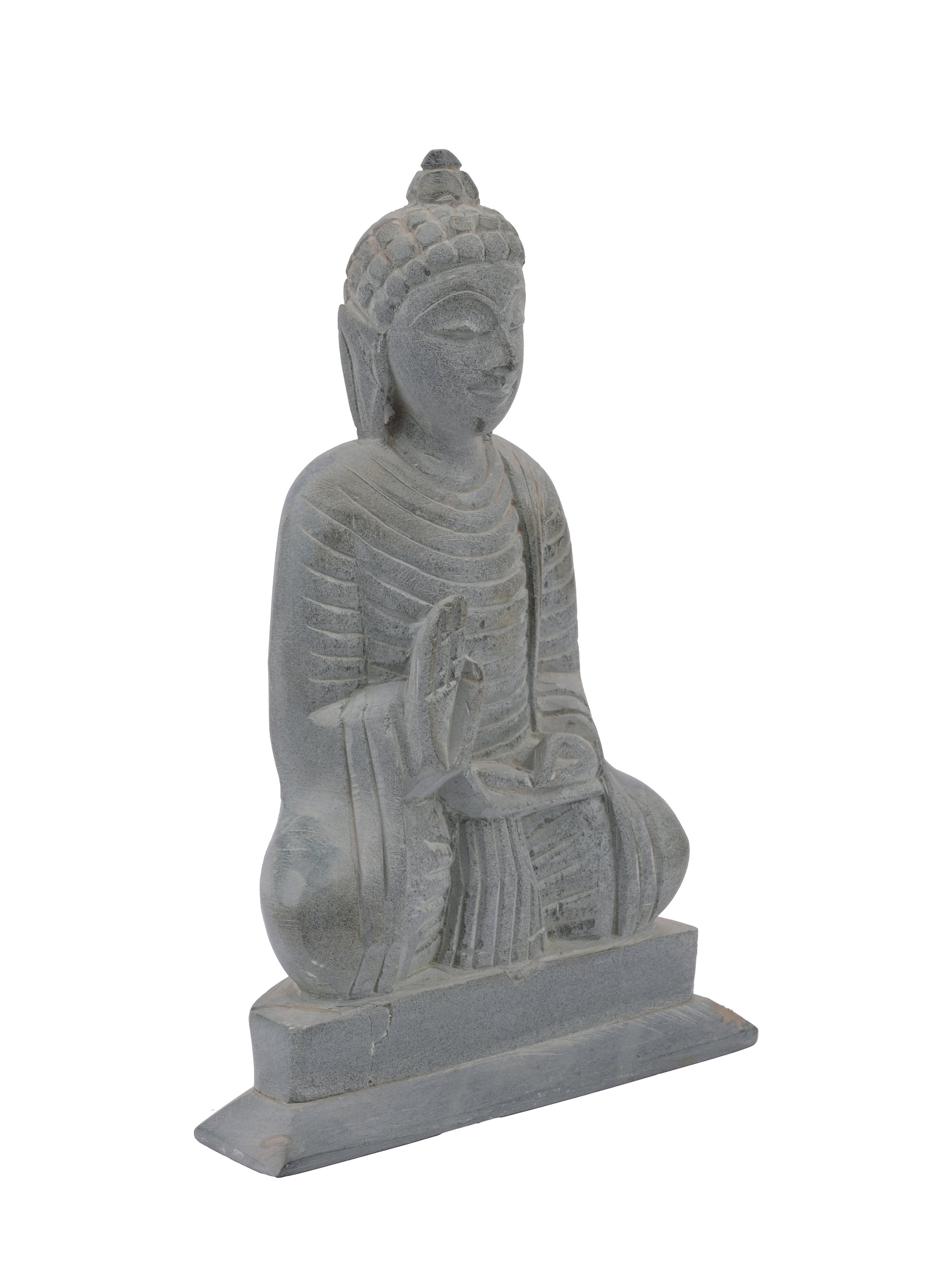 8 inches Sitting Buddha figurine hand crafted from Paleva stone - The Heritage Artifacts