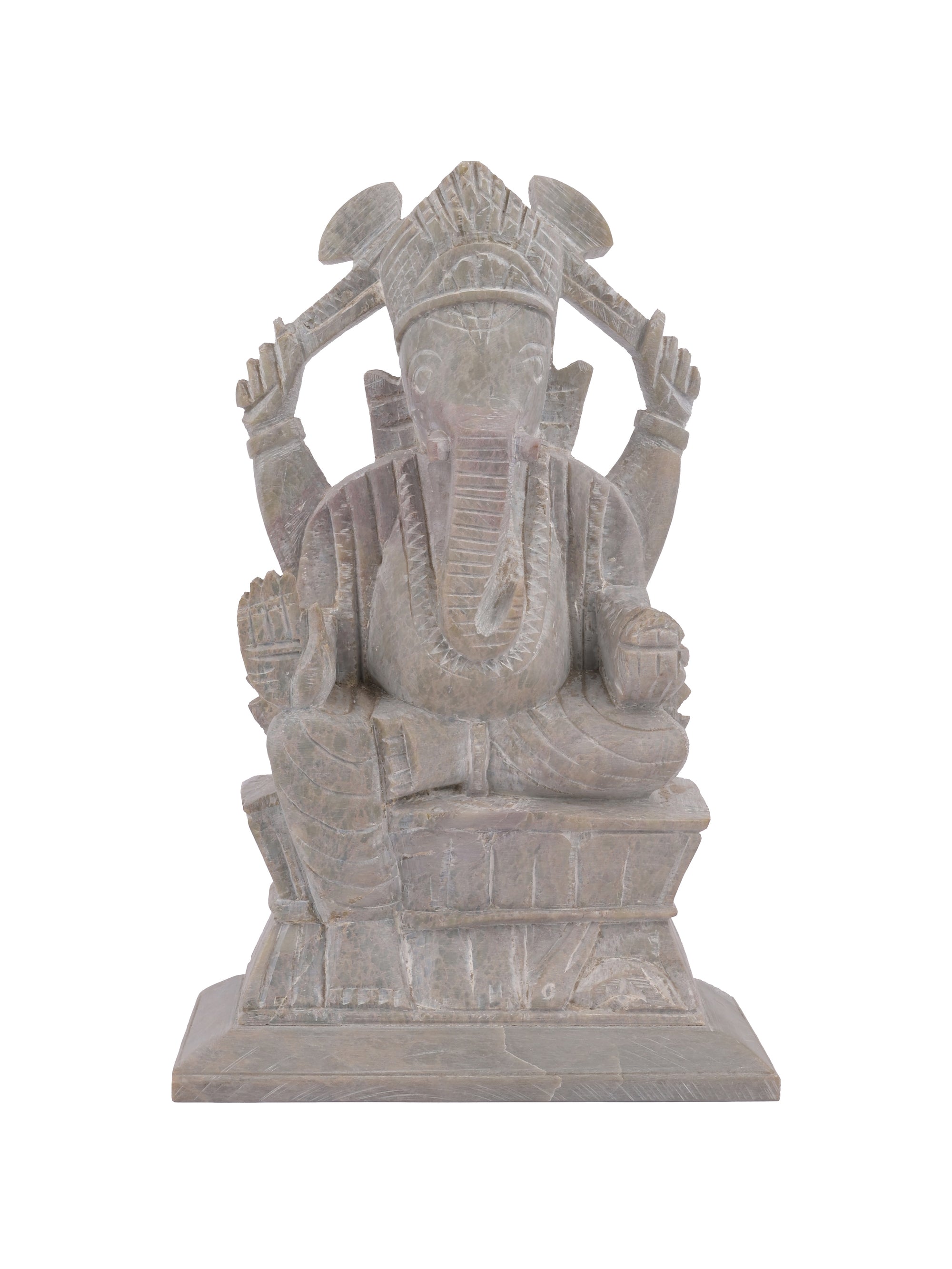 11 inches Lord Ganesha statue hand crafted from Paleva stone - The Heritage Artifacts