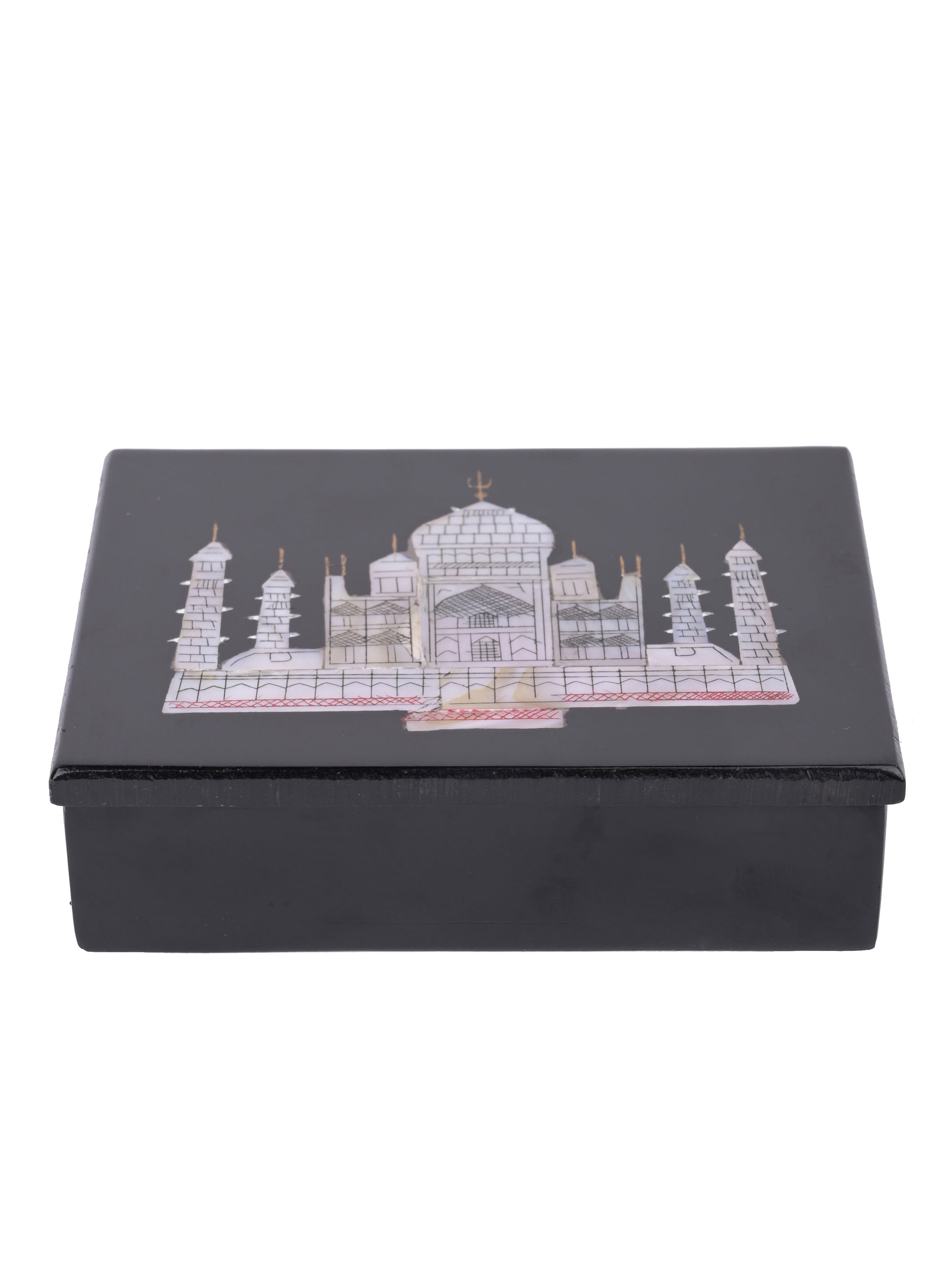 Black Marble Jewellery box with Taj Mahal inlaid design - The Heritage Artifacts