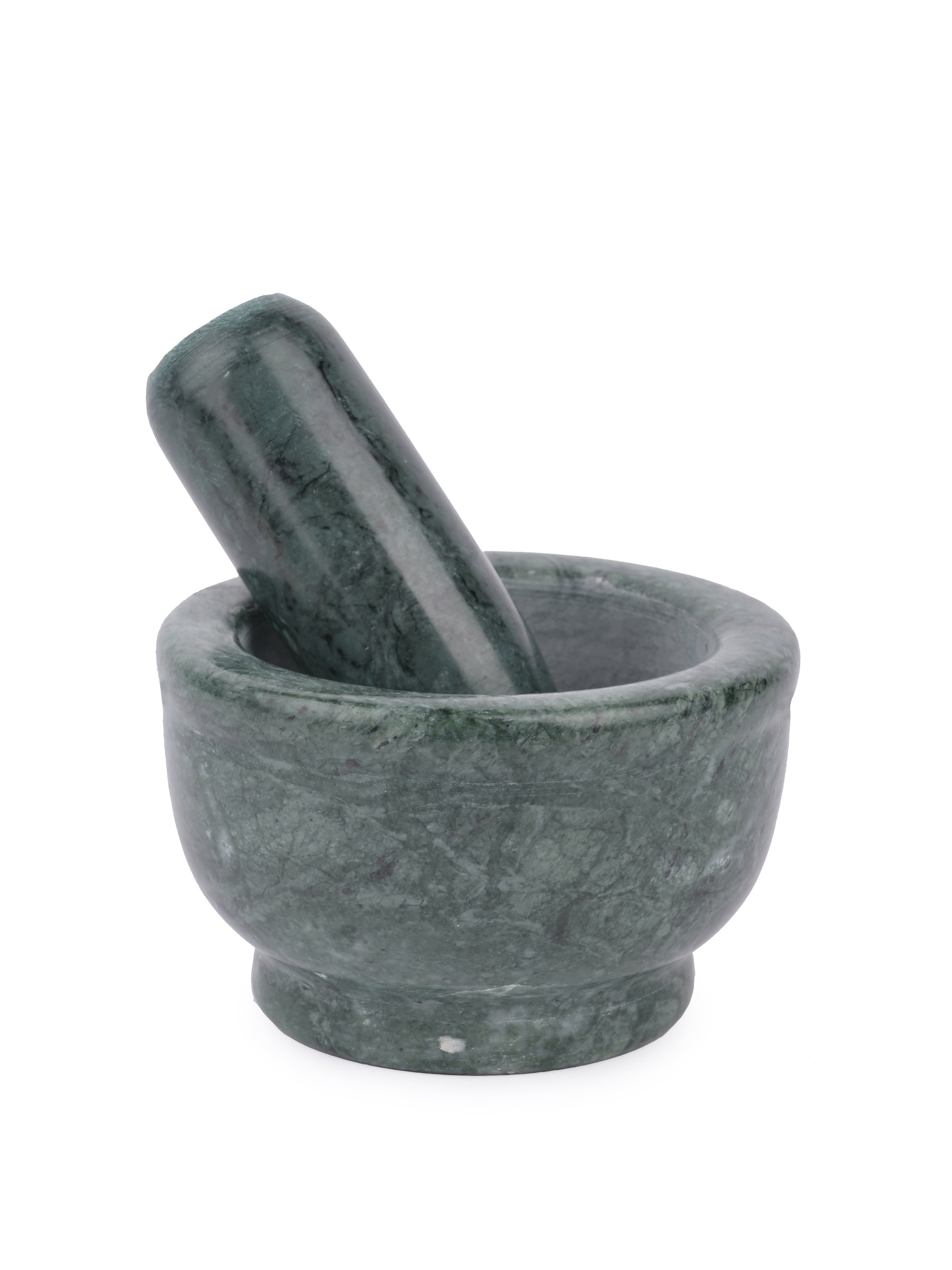 Mortar and Pestle set / Okhli Musal in Green marble - The Heritage Artifacts