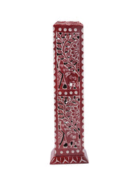 Soapstone carved colorful Agarbatti and Candle stand - 2 in 1 - 11 inches height - The Heritage Artifacts