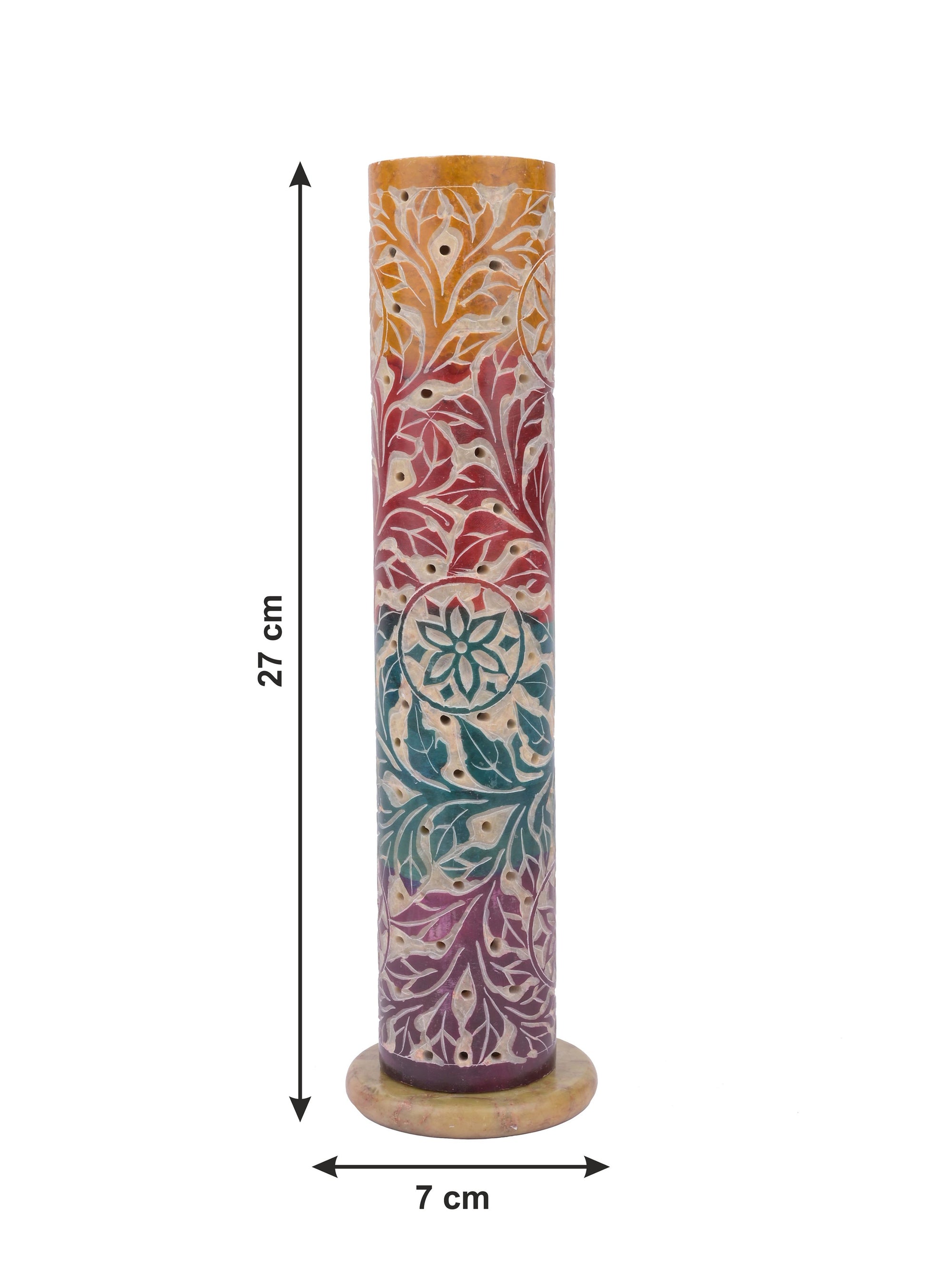 Soapstone carved colorful Incense Stick / Agarbatti Holder - 10 inches height - The Heritage Artifacts