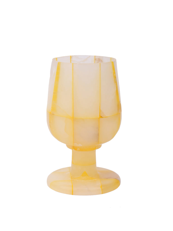 Bright yellow marble wine glass - set of 2 pcs in a gift box - The Heritage Artifacts