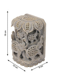 Stone carved decorative showpiece, multiple elephants under a tree - The Heritage Artifacts