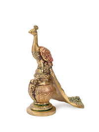 Antique Brass Peacock Decorative Showpiece - 6 inches in height - The Heritage Artifacts