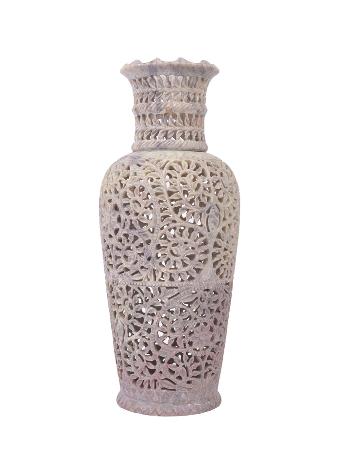 Flower vase / decorative showpiece finely hand carved from stone - The Heritage Artifacts