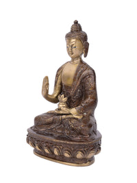 Brass painted Meditating Lord Buddha statue - 8 inches height - The Heritage Artifacts
