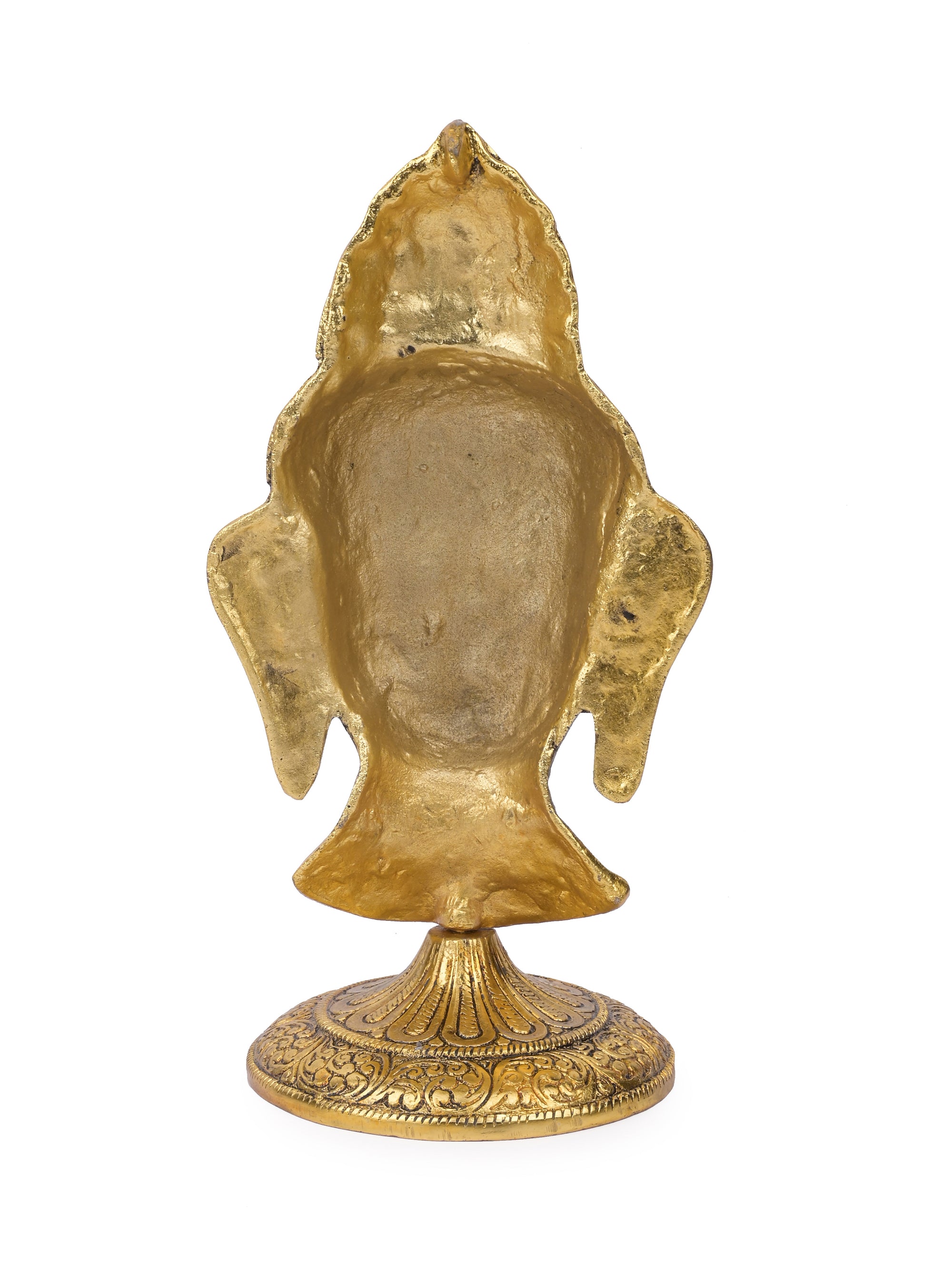 Antique gold finish metal Buddha Head on a stand - 11 inches height - The Heritage Artifacts