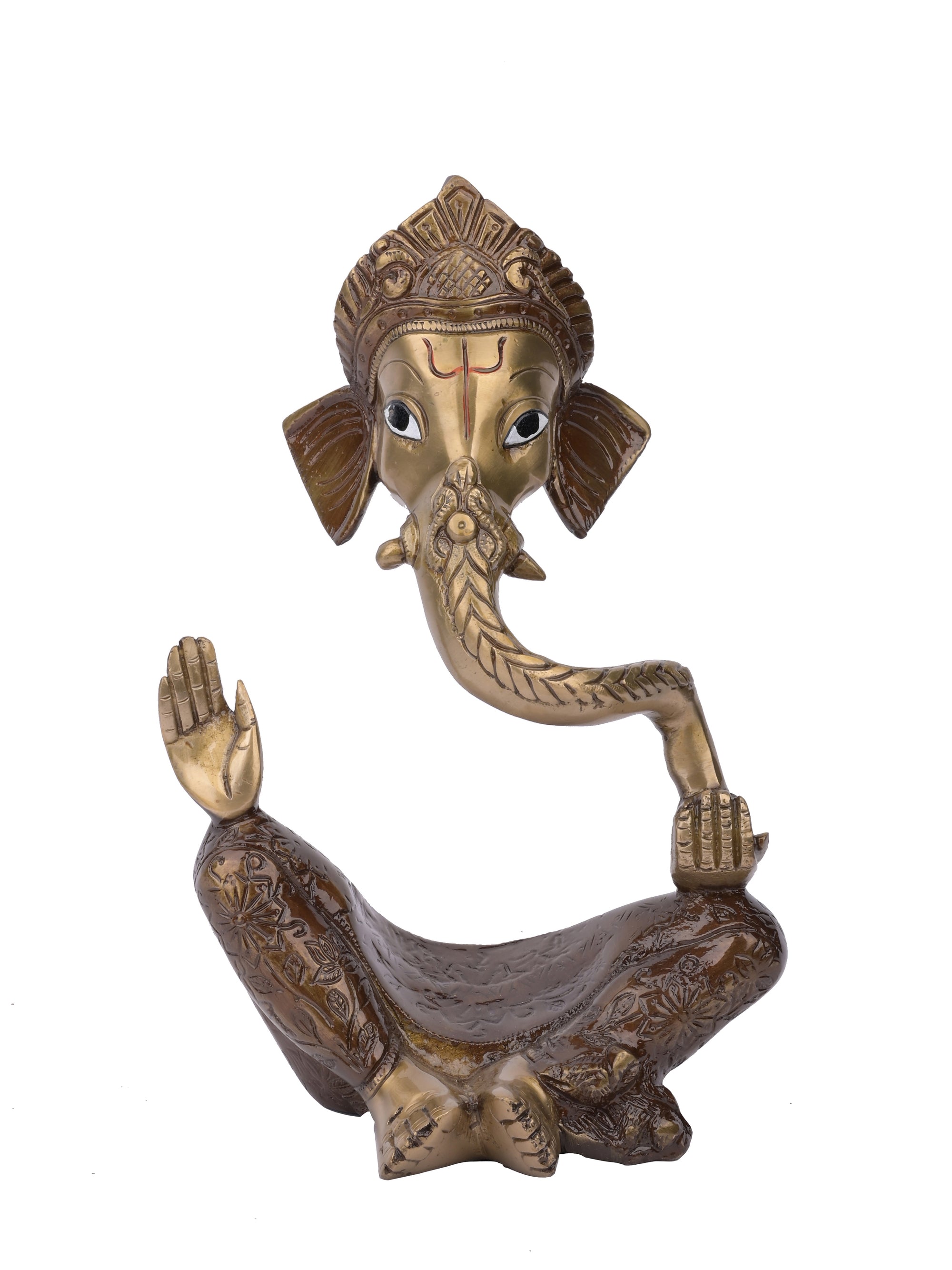 Antique Brass Abstract design statue of Lord Ganesha sitting in style - The Heritage Artifacts