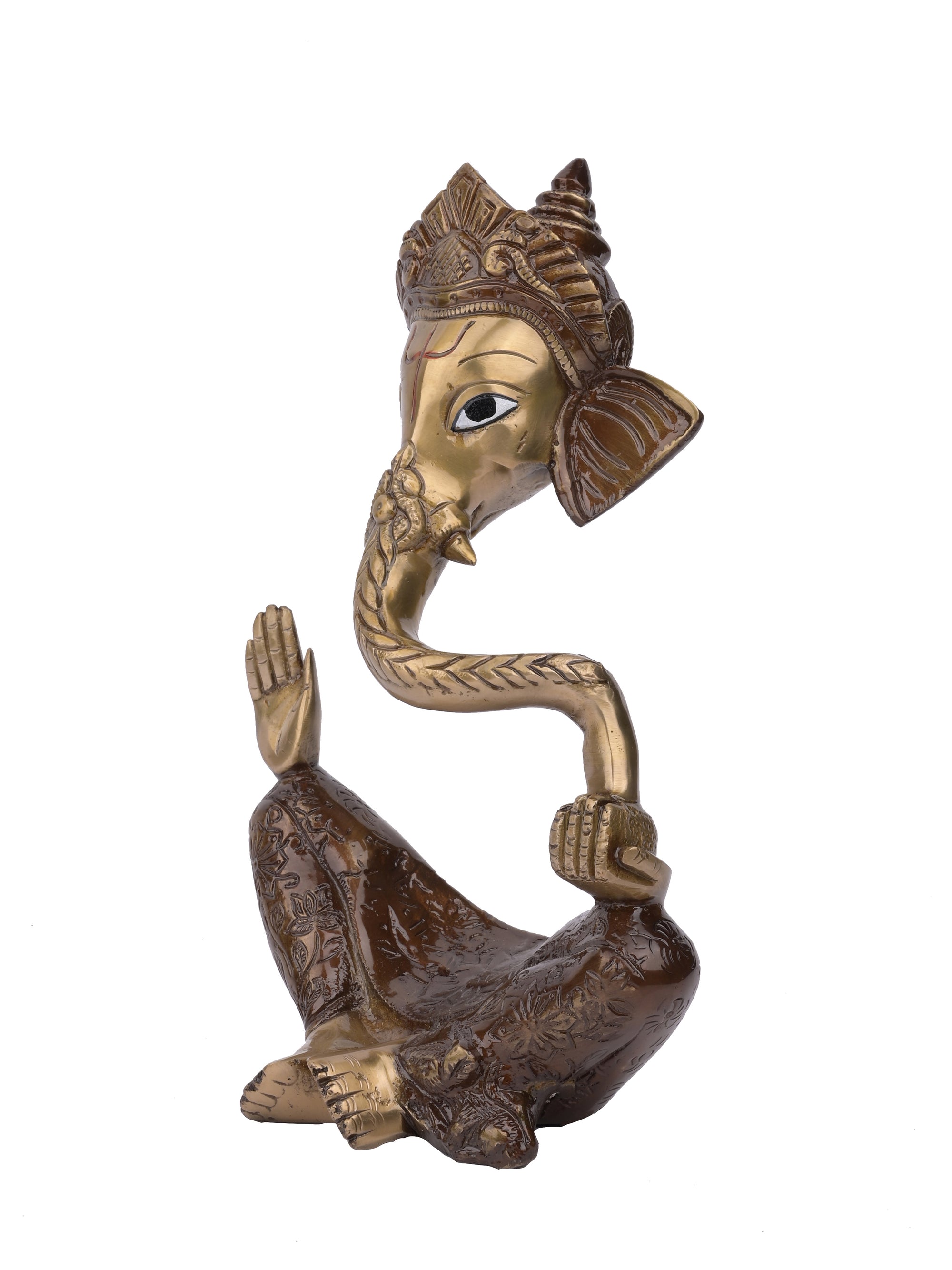 Antique Brass Abstract design statue of Lord Ganesha sitting in style - The Heritage Artifacts