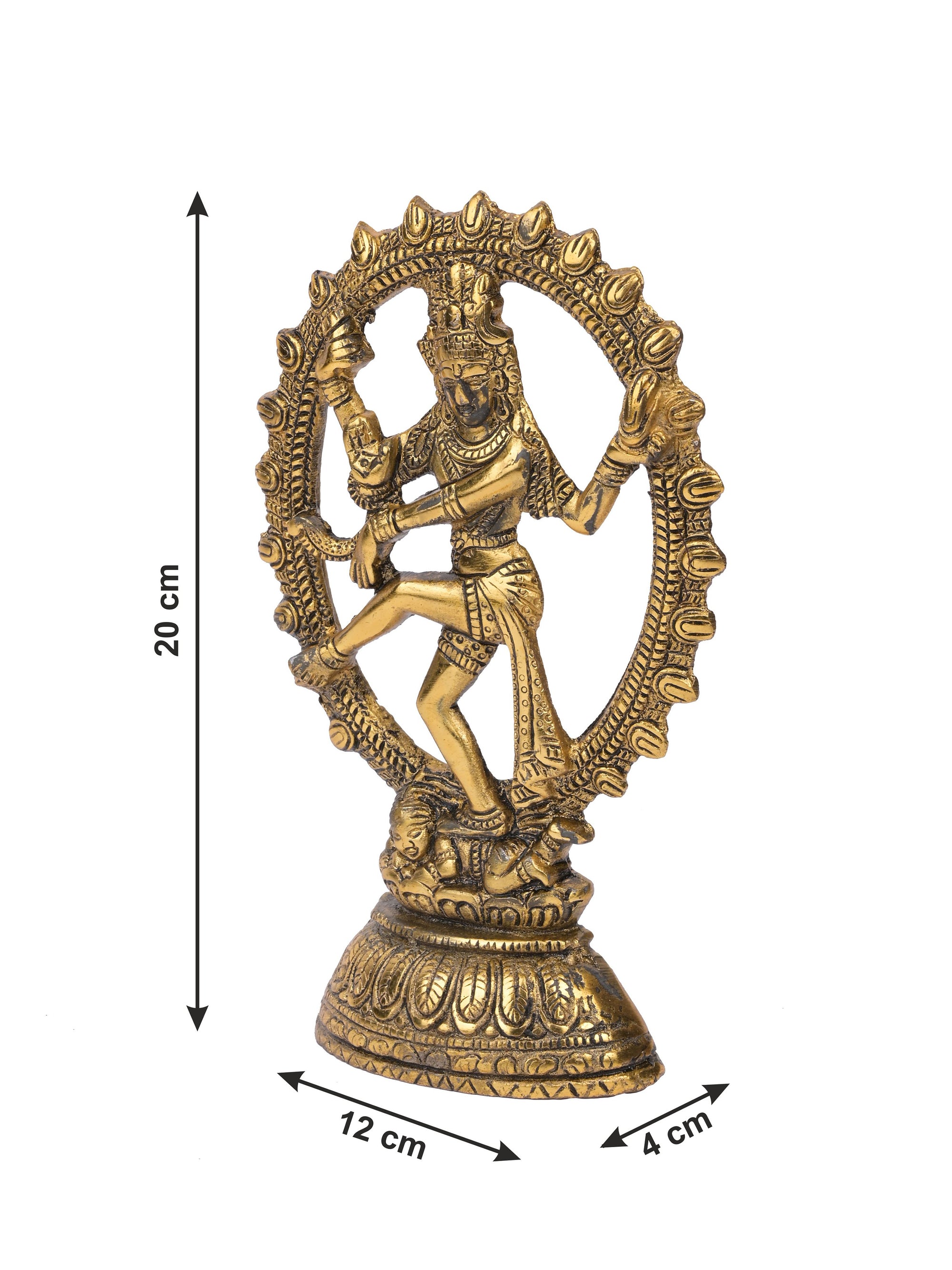 8 inches Nataraj Statue made of aluminium in antique gold finish - The Heritage Artifacts