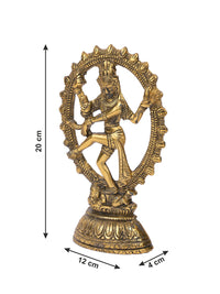 8 inches Nataraj Statue made of aluminium in antique gold finish - The Heritage Artifacts
