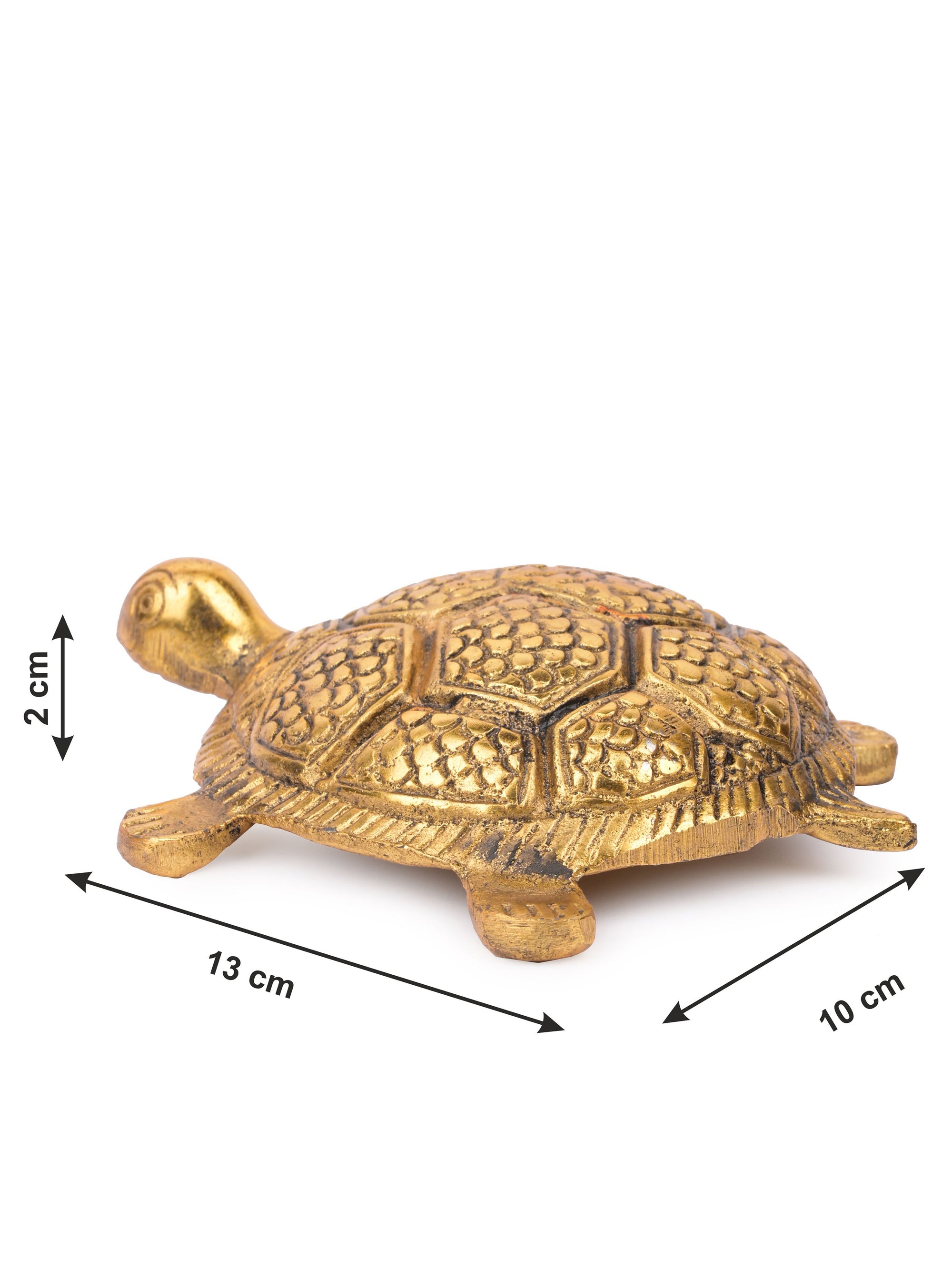 Aluminium crafted 5 inches Turtle with antique gold finish - The Heritage Artifacts