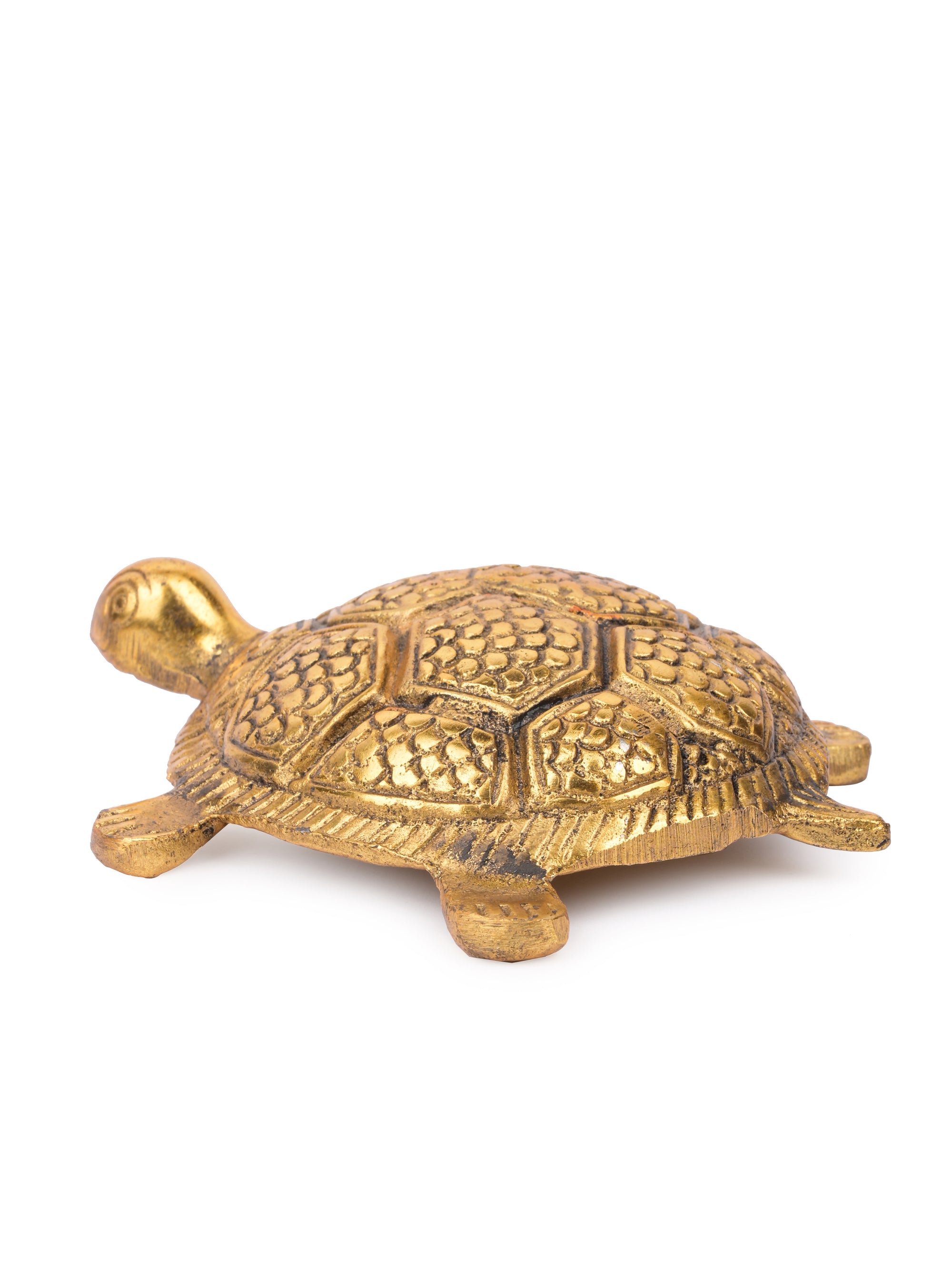 Aluminium crafted 5 inches Turtle with antique gold finish - The Heritage Artifacts