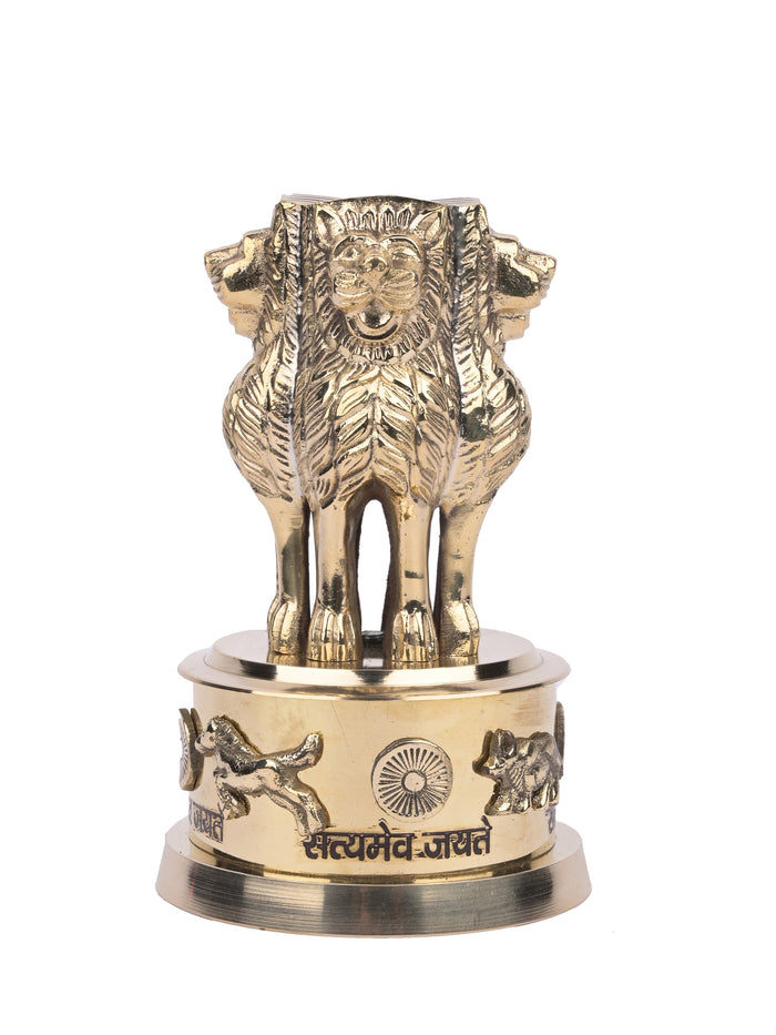 Antique Brass Ashok Stambh / Pillar Decorative Showpiece for Home / Office Desk - The Heritage Artifacts