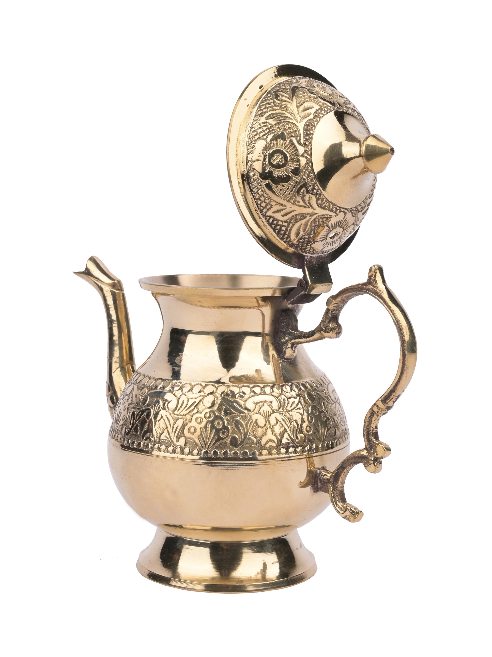 Brass Crafted King Kettle with Lid - 7 inches height - The Heritage Artifacts