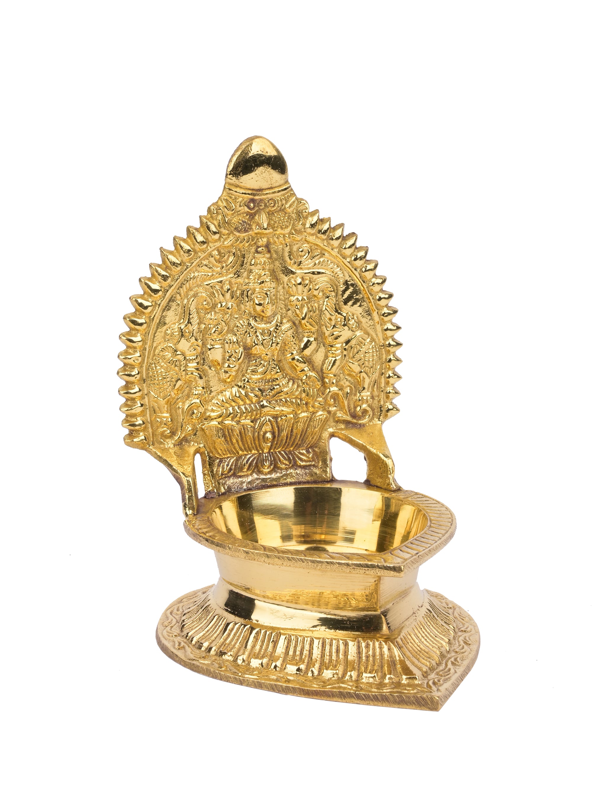 Brass Kanchipuram Kamakshi single petal lamp / diya - 5 inches height - The Heritage Artifacts