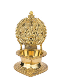 Brass Ashta lakshmi single petal Lamp / Diya - 7 inches height - The Heritage Artifacts