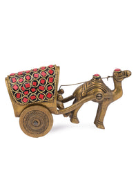 Antique Golden finish Brass Camel Cart Decorative Showpiece - The Heritage Artifacts
