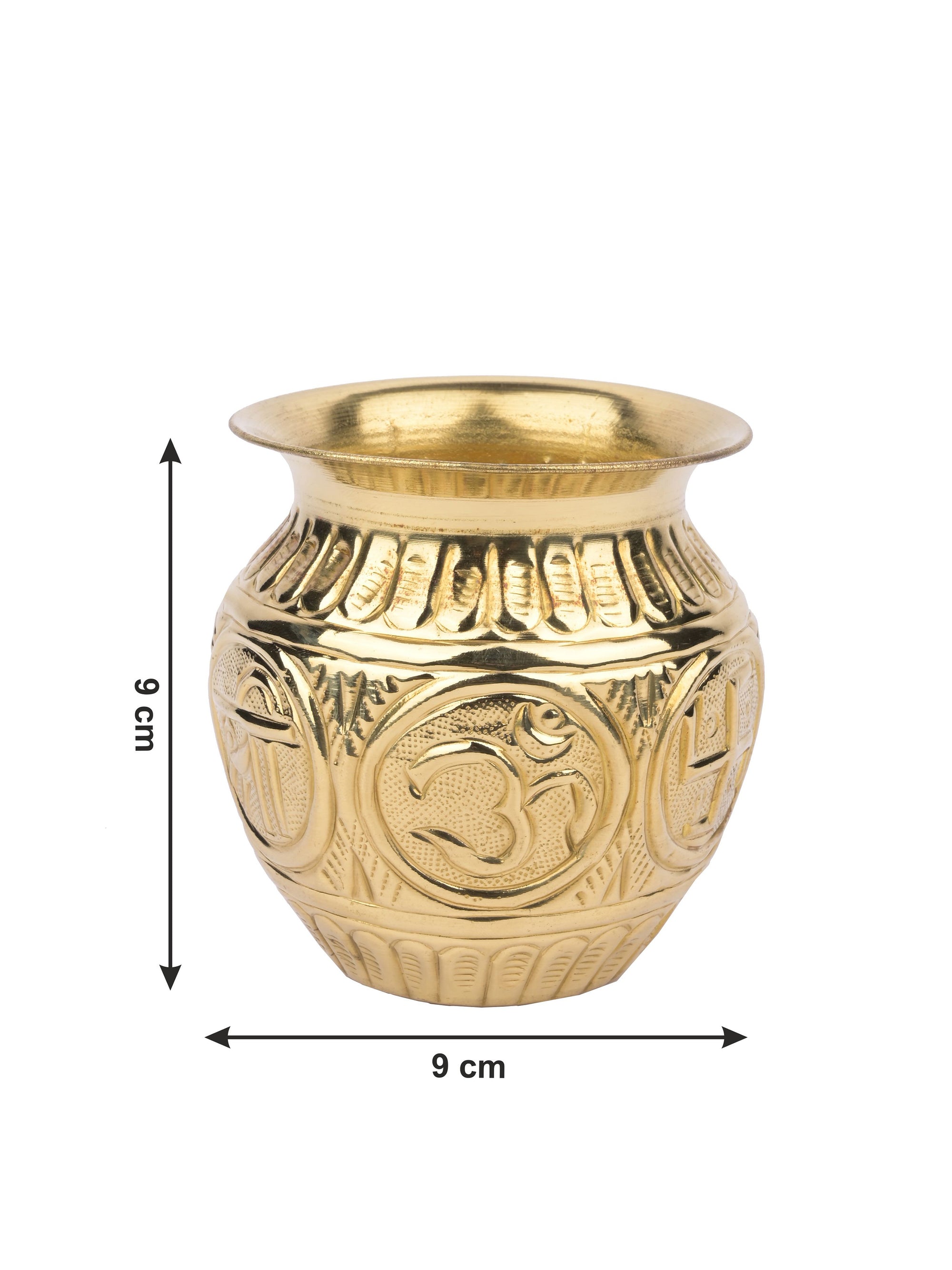 Small Puja Kalash / Lota made of Brass with Om and Swastik embossed - The Heritage Artifacts