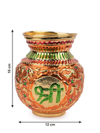 Colorful Kalash / Lota / Pitcher made of Brass for puja purpose - Shri Kalash - The Heritage Artifacts
