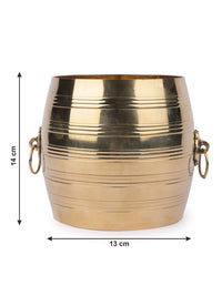 Brass Ice Bucket with handles on both sides - 6 inches diameter - The Heritage Artifacts