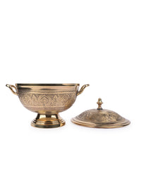 Royal design Brass Storage Bowl with Lid - 8 inches diameter - The Heritage Artifacts