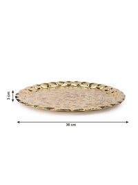 Hammered Brass Plate with Traditional design for Ceremonial use - 14 inches diameter - The Heritage Artifacts