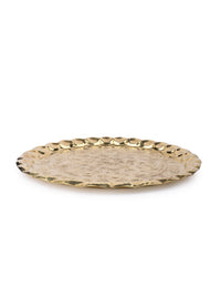 Hammered Brass Plate with Traditional design for Ceremonial use - 14 inches diameter - The Heritage Artifacts