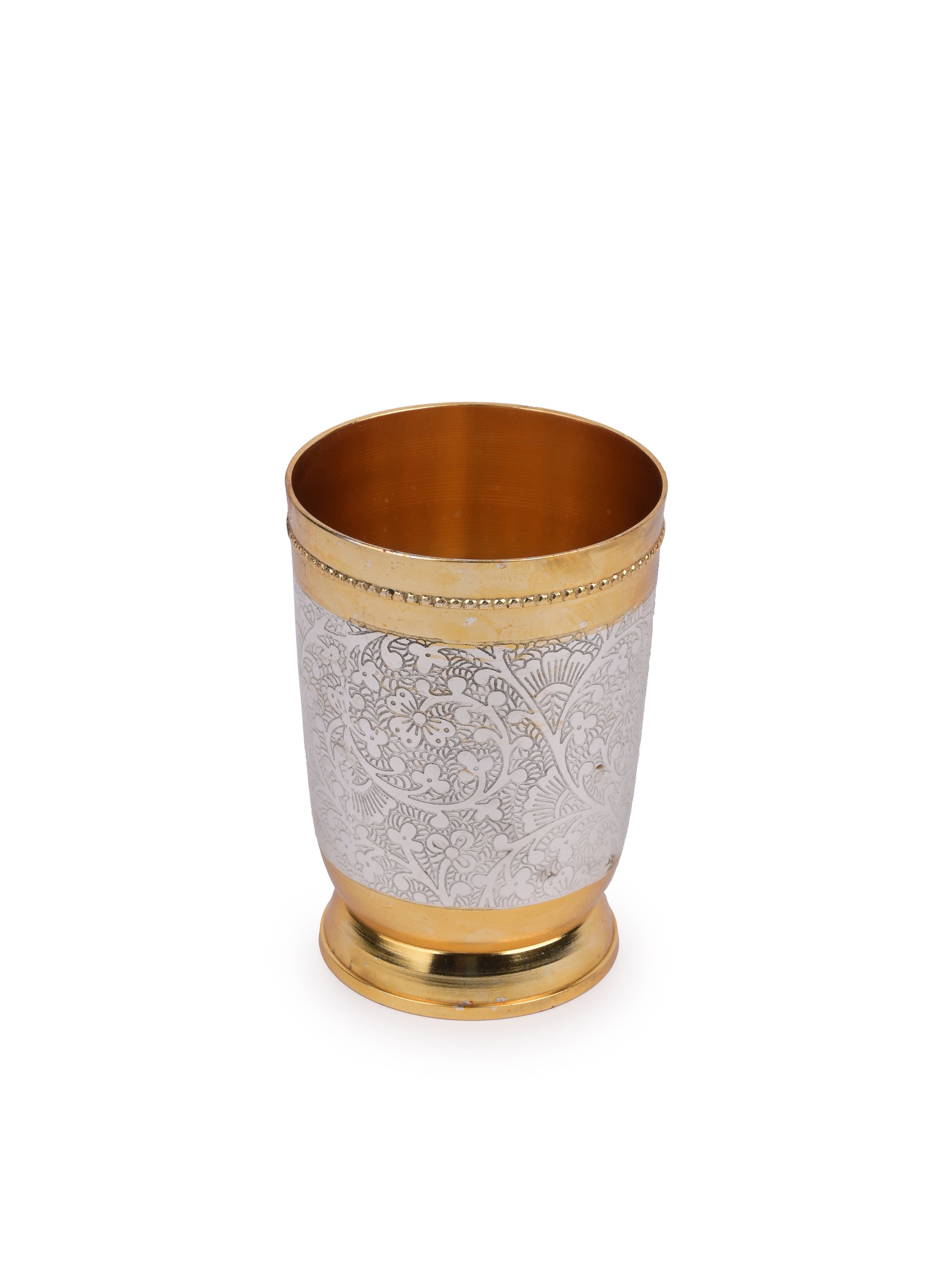 Brass made Stylish Drinkware set consisting of 1 Jug, 6 Glasses and 1 Tray in a Velvet Gift Box - The Heritage Artifacts