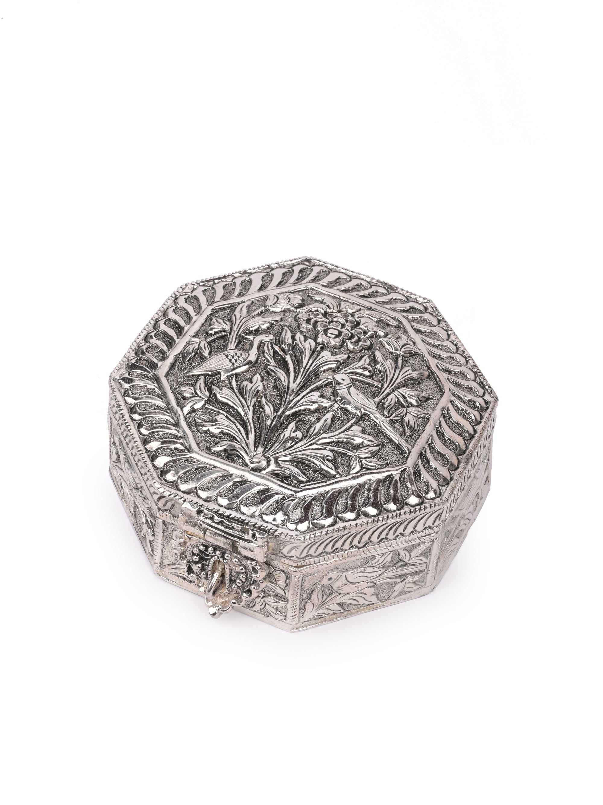 Hand crafted, Silver oxidised, Hexagonal Jewellery / Trinket box - The Heritage Artifacts