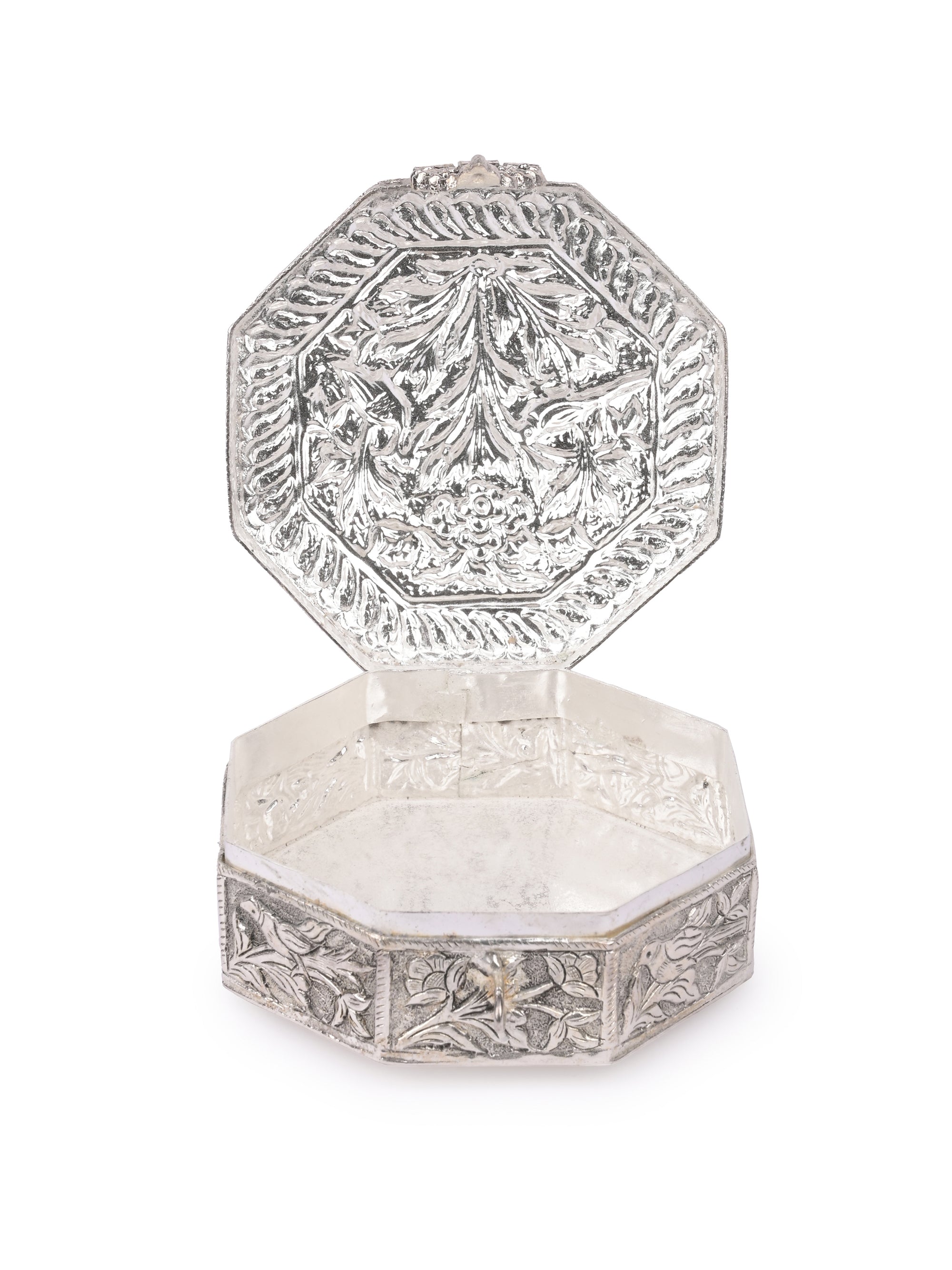 Hand crafted, Silver oxidised, Hexagonal Jewellery / Trinket box - The Heritage Artifacts