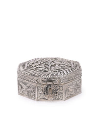 Hand crafted, Silver oxidised, Hexagonal Jewellery / Trinket box - The Heritage Artifacts