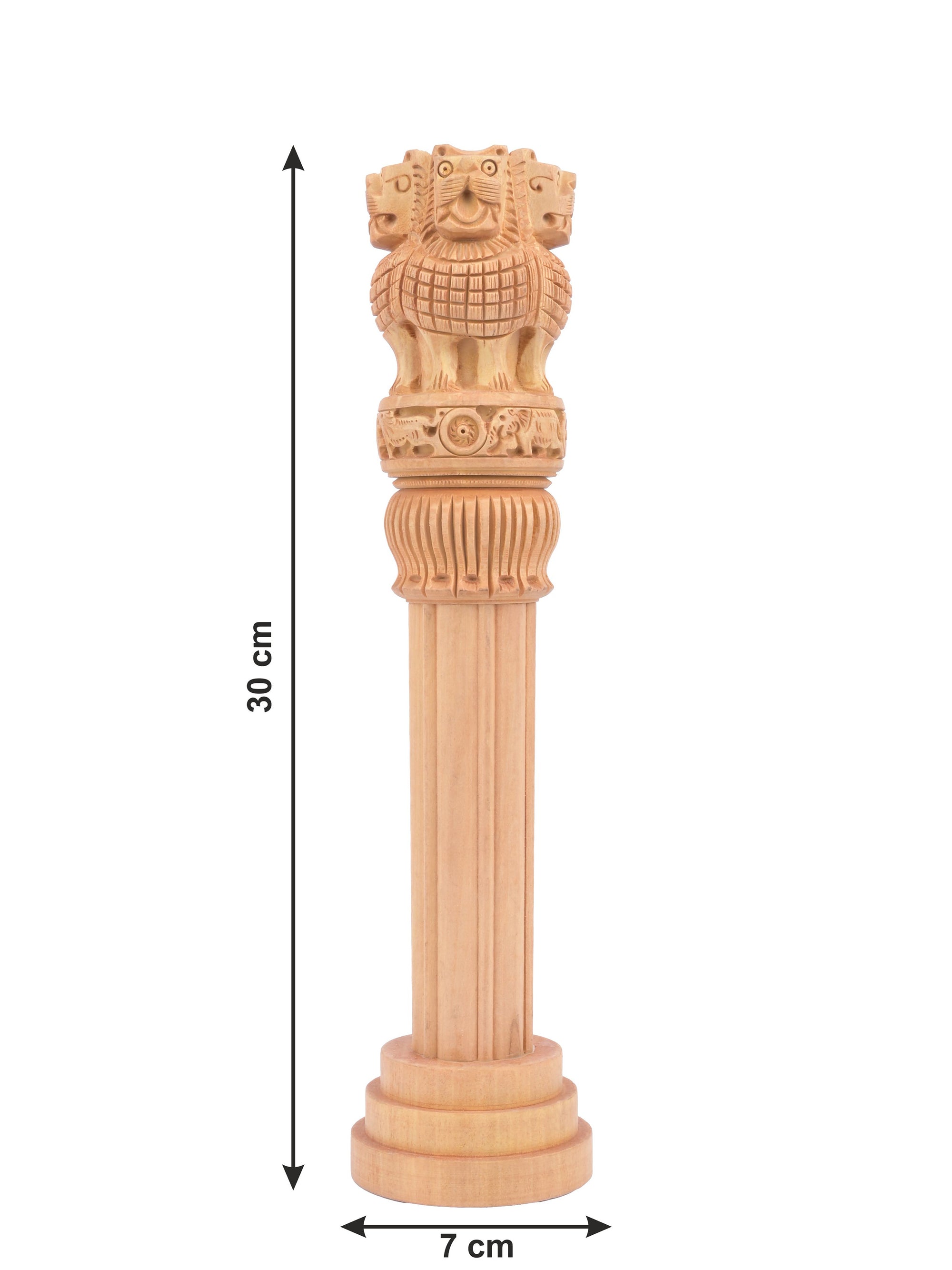 Kadam wood carved Ashok Stambh / Pillar - 12 inches in height - The Heritage Artifacts