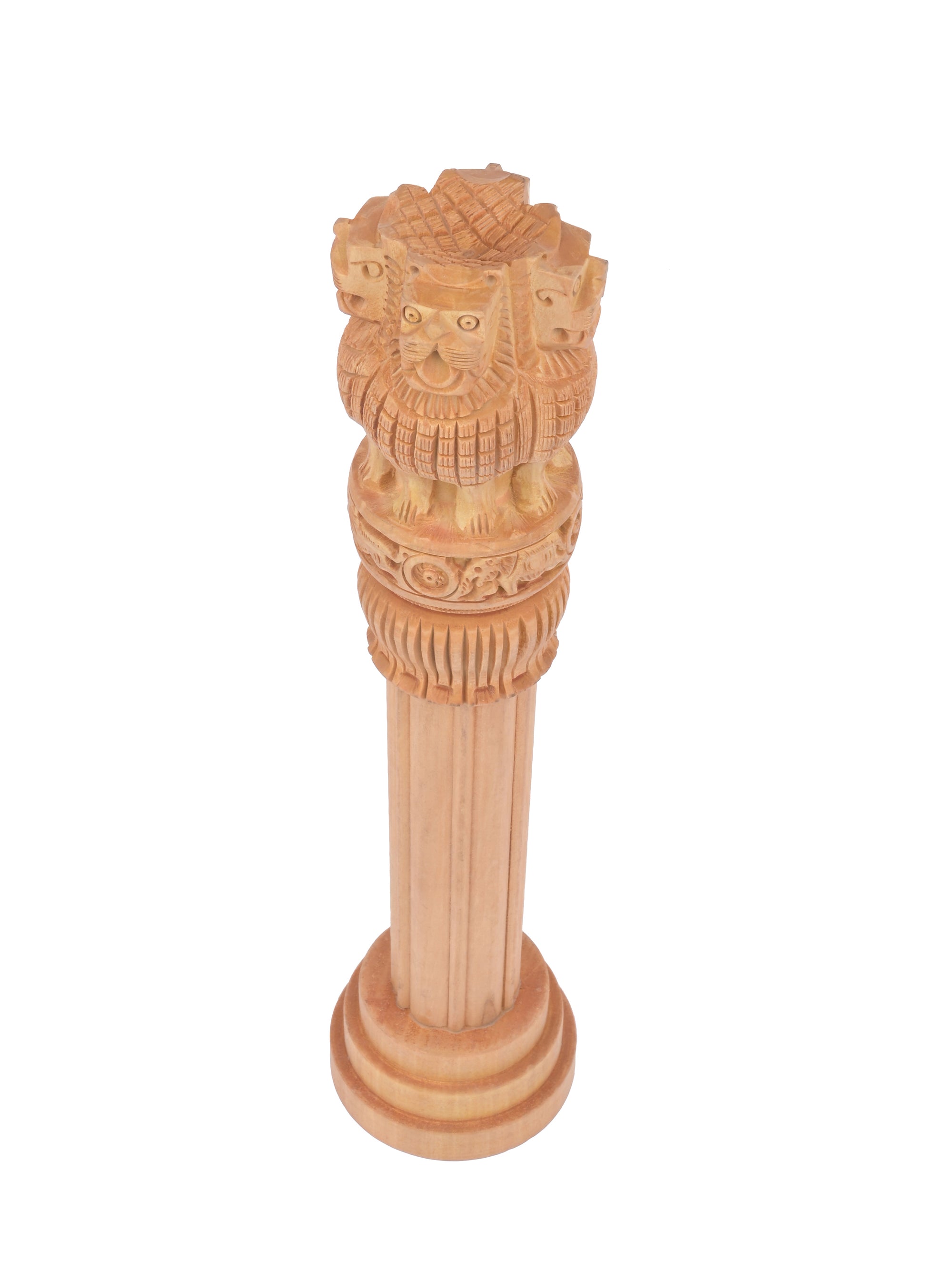 Kadam wood carved Ashok Stambh / Pillar - 12 inches in height - The Heritage Artifacts