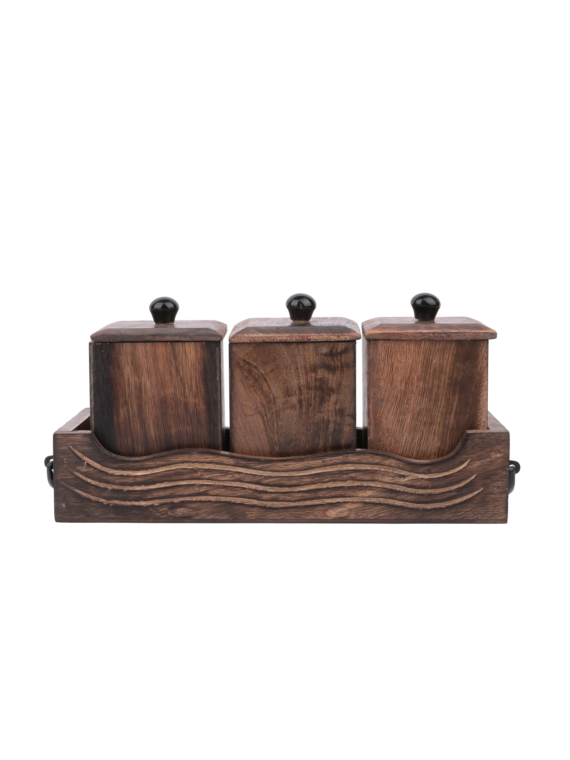 Wooden Container and stand set for Tea, Coffee and Sugar - The Heritage Artifacts