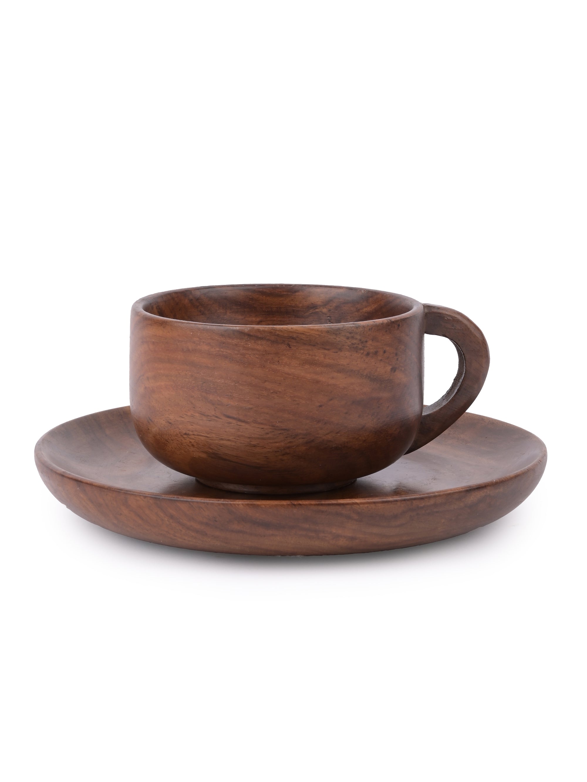 Natural Shisham wood Cup and Saucer set - 150 ml - The Heritage Artifacts