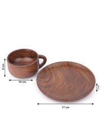 Natural Shisham wood Cup and Saucer set - 150 ml - The Heritage Artifacts